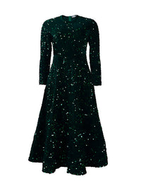 A-Line High Waisted Sequined Split-Joint Zipper Round-Neck Maxi Dresses