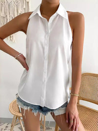 Loose Plus Size Solid Color Split-Joint Lapel Blouses