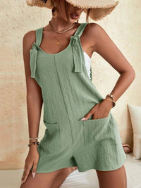 Loose Sleeveless Solid Color U-Neck Rompers