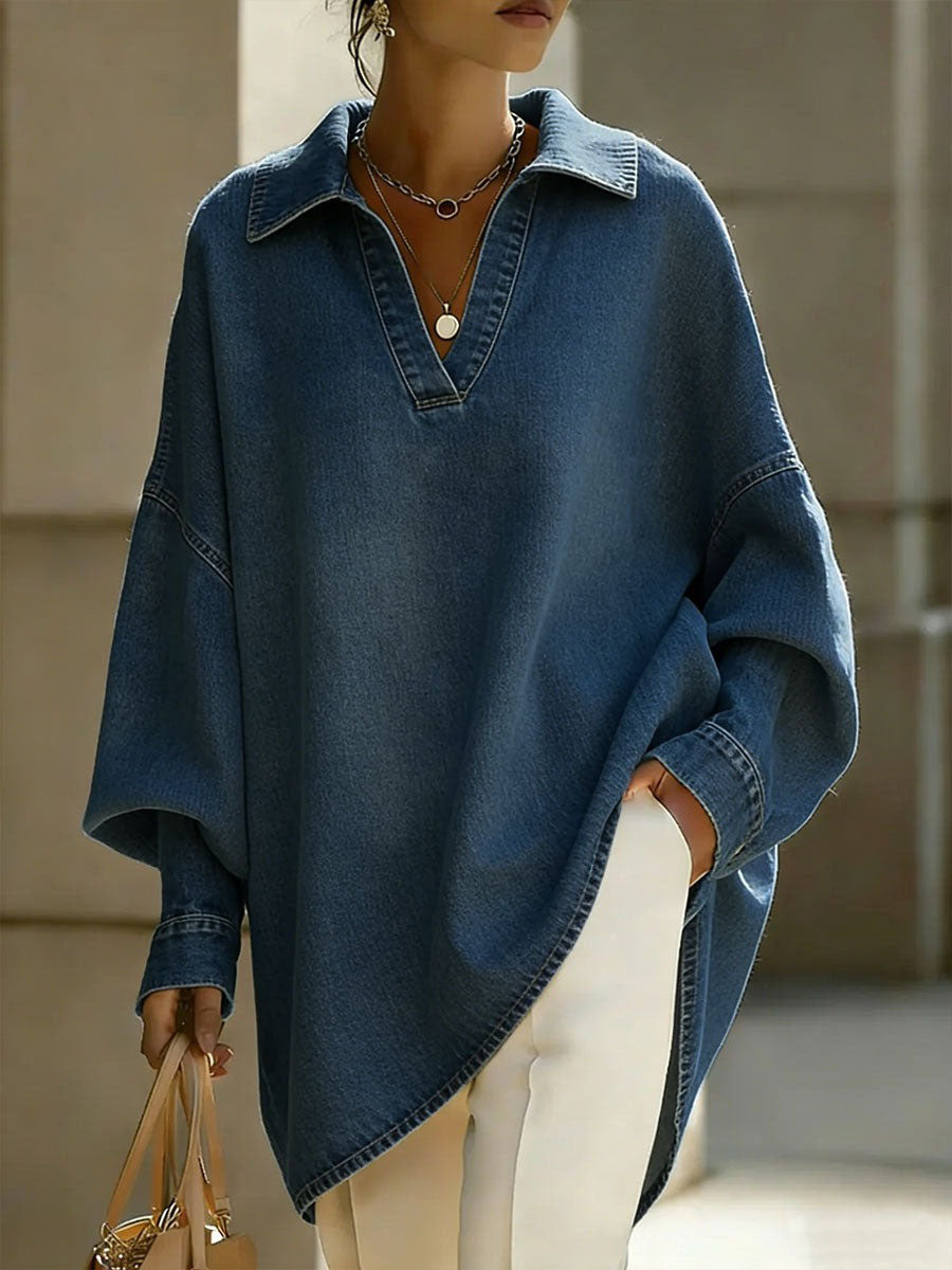 Long Sleeves Loose Buttoned Solid Color Lapel Blouses&Shirts Tops