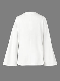 Flared Sleeves Long Sleeves Flower Print Round-neck T-Shirts Tops