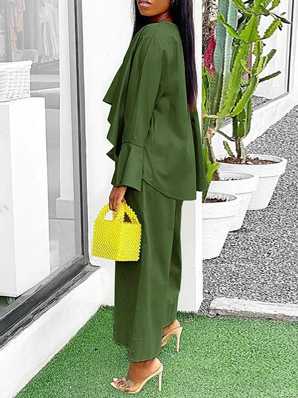 Wide Leg Solid Color Split-Joint Pants Trousers