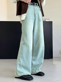 High Waisted Loose No Belt Pockets Jean Pants Bottoms