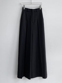 High Waisted Wide Leg Pleated Solid Color Casual Pants Bottoms Trousers