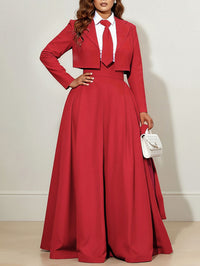 Elasticated Waist High Waisted Big Hemline Pleated Pockets Solid Color Zipper Wide Leg Pants