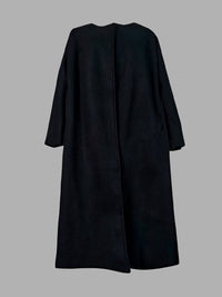 Long Sleeves Loose Solid Color Collarless Woolen Coat