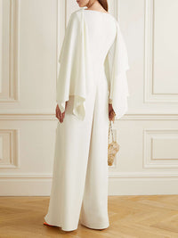 Long Sleeves Wrap Solid Color Zipper Jumpsuits