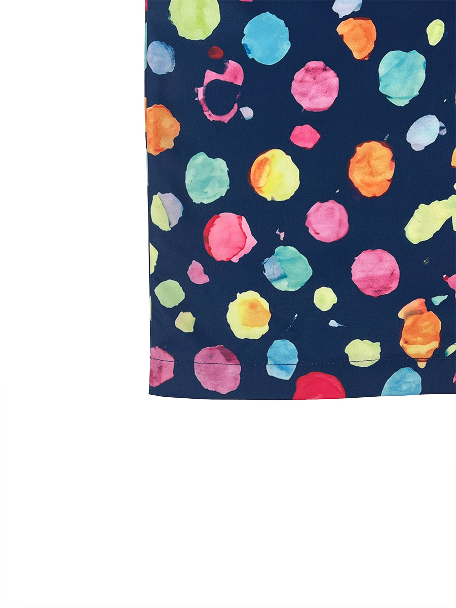 Contrast Color Elasticity Pockets Polka Dot High Waisted Wide Leg Trousers Pants
