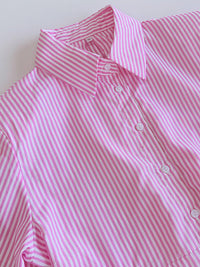 Long Sleeves Loose Asymmetric Split-Joint Striped Lapel Blouses