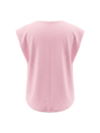 Cap Sleeve Loose Solid Color Round-Neck Blouses&Shirts Tops