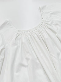 Flared Sleeves Loose Pleated Solid Color Split-Joint Round-Neck Maxi Dresses