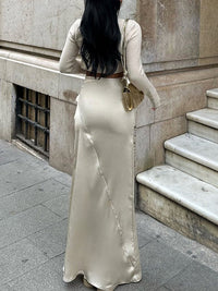 High Waisted Elasticity Solid Color Split-Joint Skirts