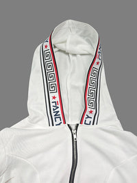Long Sleeves Letter Print Split-Side Zipper Hooded Jackets+Pants Two Pieces Set