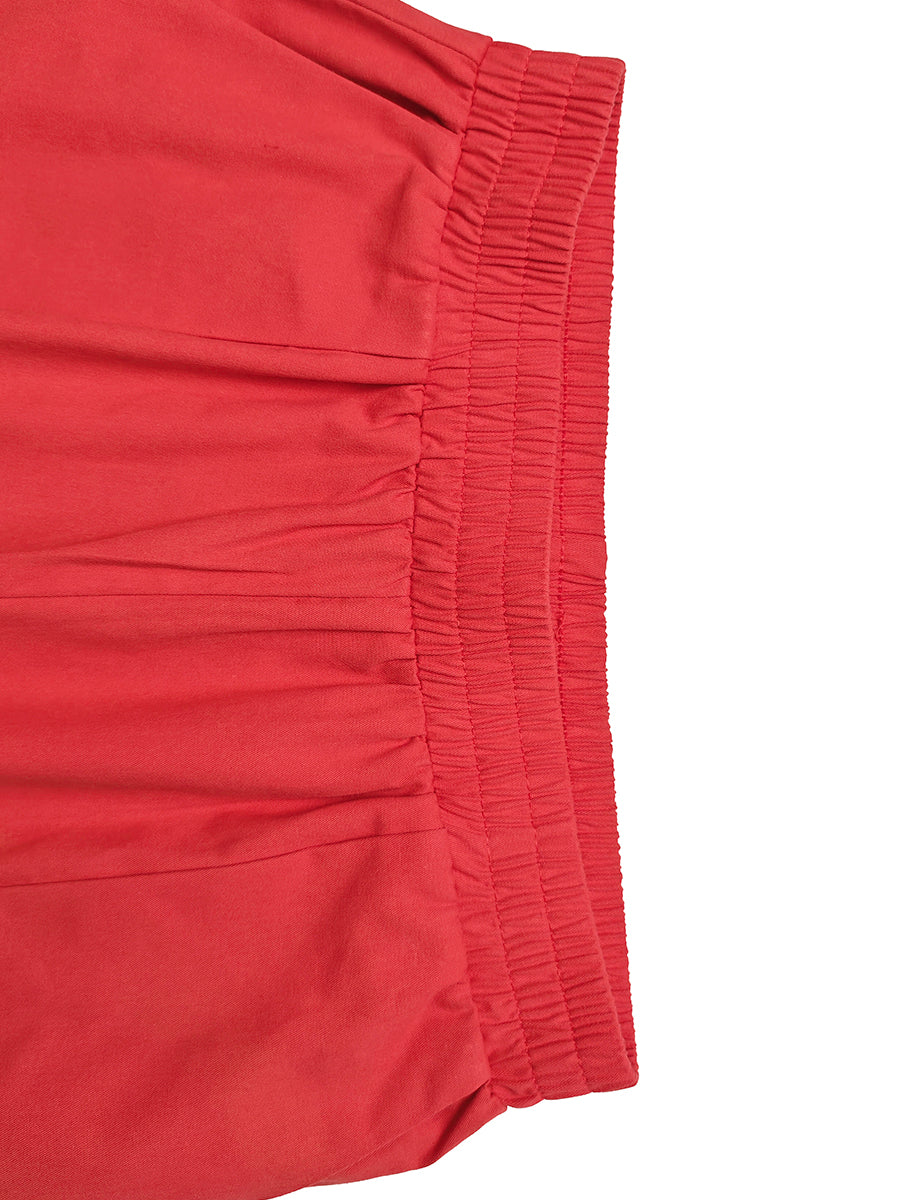 Elasticity Pockets Solid Color High Waisted Loose Trousers Pants