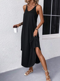 Loose Plus Size Solid Color Spaghetti-Neck Maxi Dresses