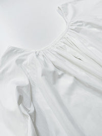 Flared Sleeves Loose Pleated Solid Color Split-Joint Round-Neck Maxi Dresses