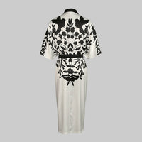 Half Sleeves Flower Print Printed Tied Waist V-Neck Midi Dresses