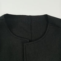 Long Sleeves Loose Solid Color Collarless Woolen Coat