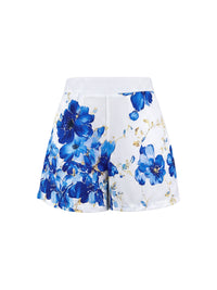 Flower Print Pockets Loose Wide Leg Shorts Bottoms