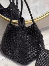 Solid Color Split-Joint Woven Bags Handbags