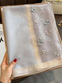 Butterfly Shape Applique Beaded Keep Warm Scarf