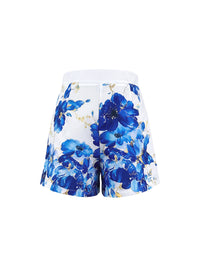 Flower Print Pockets Loose Wide Leg Shorts Bottoms