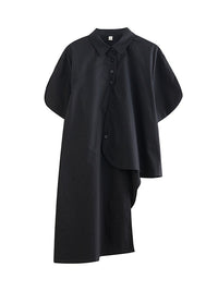 Irregular Clipping Solid Color Lapel Shirts Tops