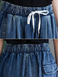 Loose Wide Leg Drawstring Split-Side Jean Pants Bottoms Trousers