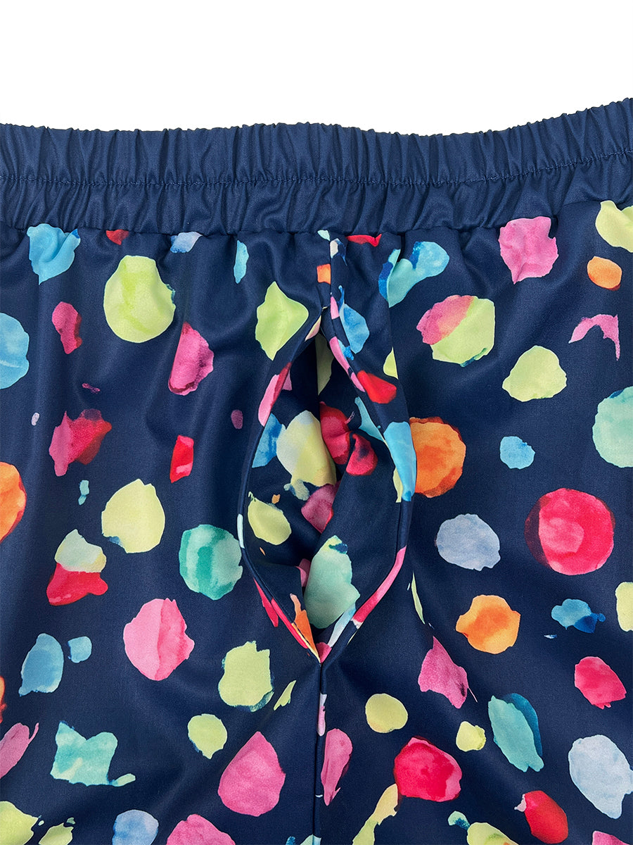 Contrast Color Elasticity Pockets Polka Dot High Waisted Wide Leg Trousers Pants