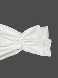 Flared Sleeves Long Sleeves Double Layered Elasticity Solid Color Tied V-Neck Blouses&Shirts Tops