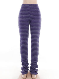 High Waisted Skinny Leg Split-Joint Striped Pants Trousers