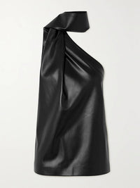 Sleeveless Asymmetric Solid Color High Neck Vest Top