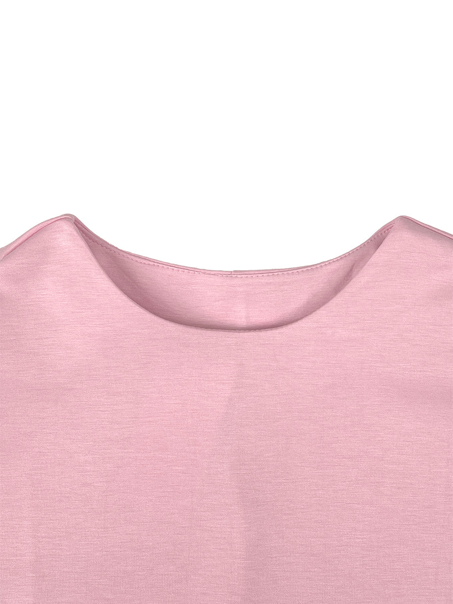 Cap Sleeve Loose Solid Color Round-Neck Blouses&Shirts Tops