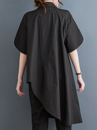 Irregular Clipping Solid Color Lapel Shirts Tops