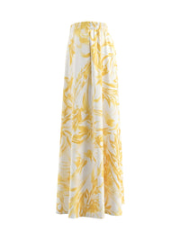 A-Line High Waisted Contrast Color Flower Print Pockets Skirts