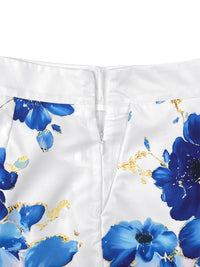 Flower Print Pockets Loose Wide Leg Shorts Bottoms