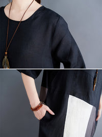 Artistic Retro Split-Joint Cropped Dress