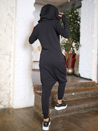 Solid Hooded Zipper Yoga Jumpsuits