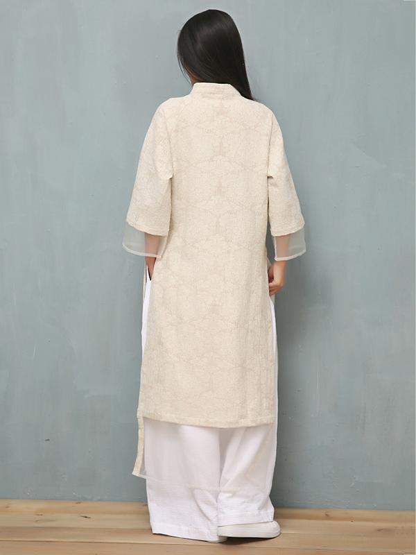 Jacquard Split-joint Ramie Cotton Ao Dai
