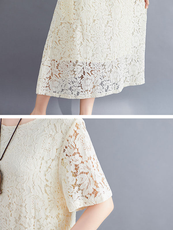 Fashion Embroidered Hollow Solid Dress