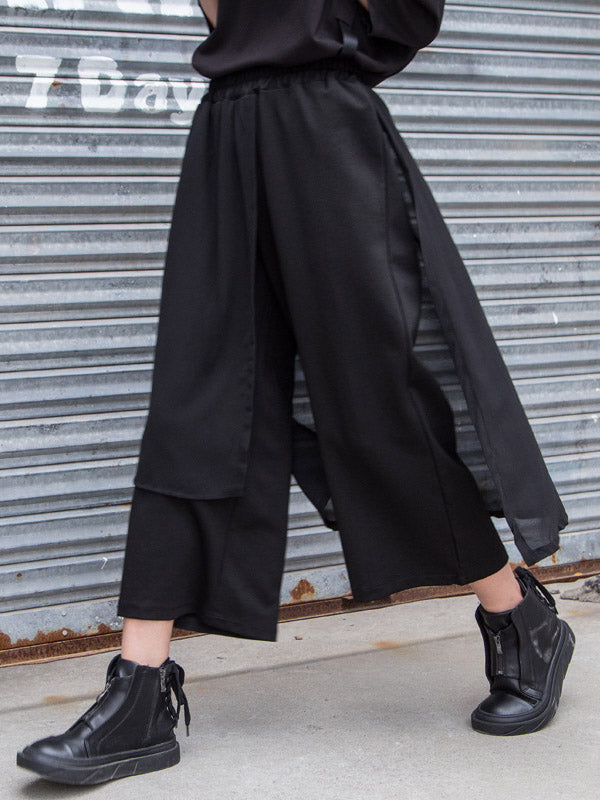 Chiffon Split-Joint Asymmetric Wide-Leg Pants