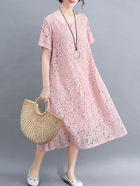 Fashion Embroidered Hollow Solid Dress
