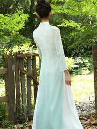 Gradient Green Split-side Long Ao Dai Cheongsam Dress