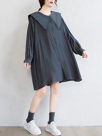Original Printed Doll Collar Shirt Dress