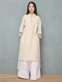 Jacquard Split-joint Ramie Cotton Ao Dai