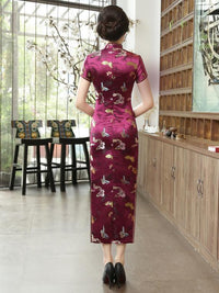 5 Colors Butterflies Print Long Cheongsam