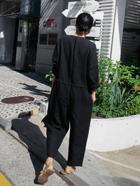 Casual Linen V-neck Jumpsuit