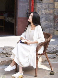 Soft White Ramie Cotton Linen Cover-up Cardigan