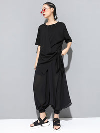 Original Irregularity Split-Joint Solid T-Shirts Tops