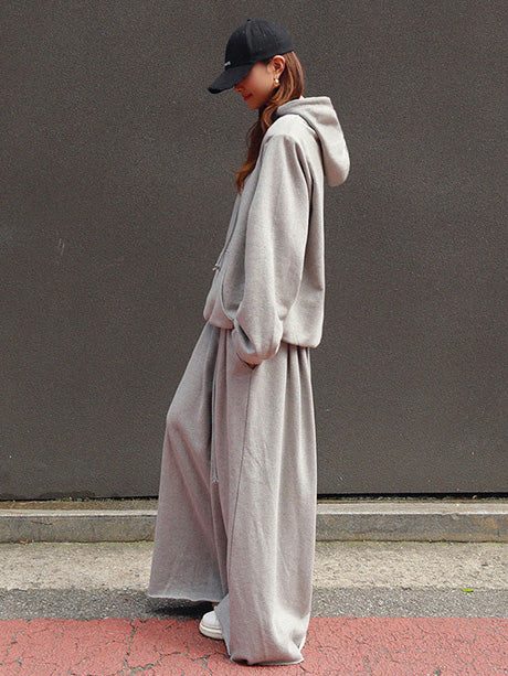 Loose Urban Gray Wide Leg Elastic Waist Pants